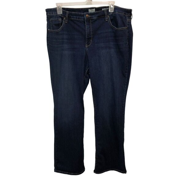 Wonderly Womens Size 20 W Dark Wash Blue Stretch Mid Rise Boot Cut Denim Jeans - Picture 2 of 10